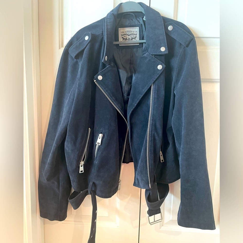Leather jacket with belt